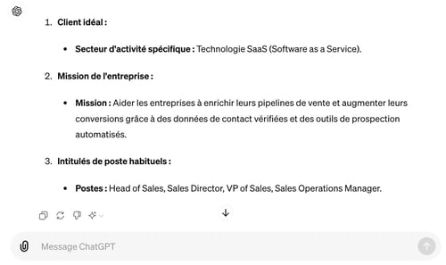Réponse de ChatGPT pour automatiser la recherche d'entreprises pour personnaliser votre outreach