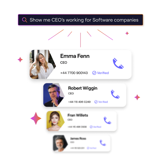 Cognism AI Search: show me CEOs working for software companies.