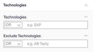 Exemple du filtre technologies de Cognism