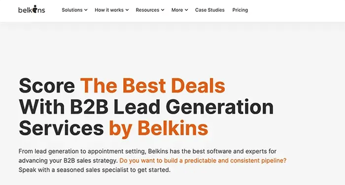 Screenshot of Belkins website homepage