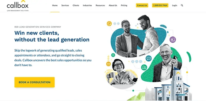 Screenshot of Callbox website homepage