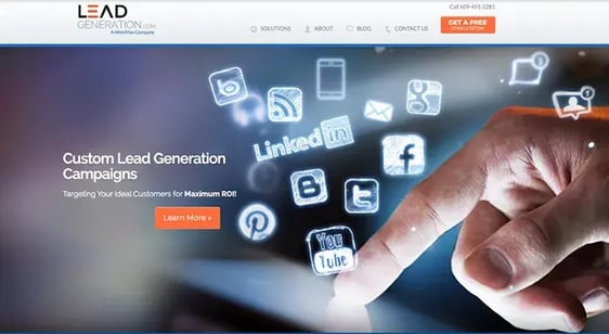 Screenshot of LeadGeneration website homepage